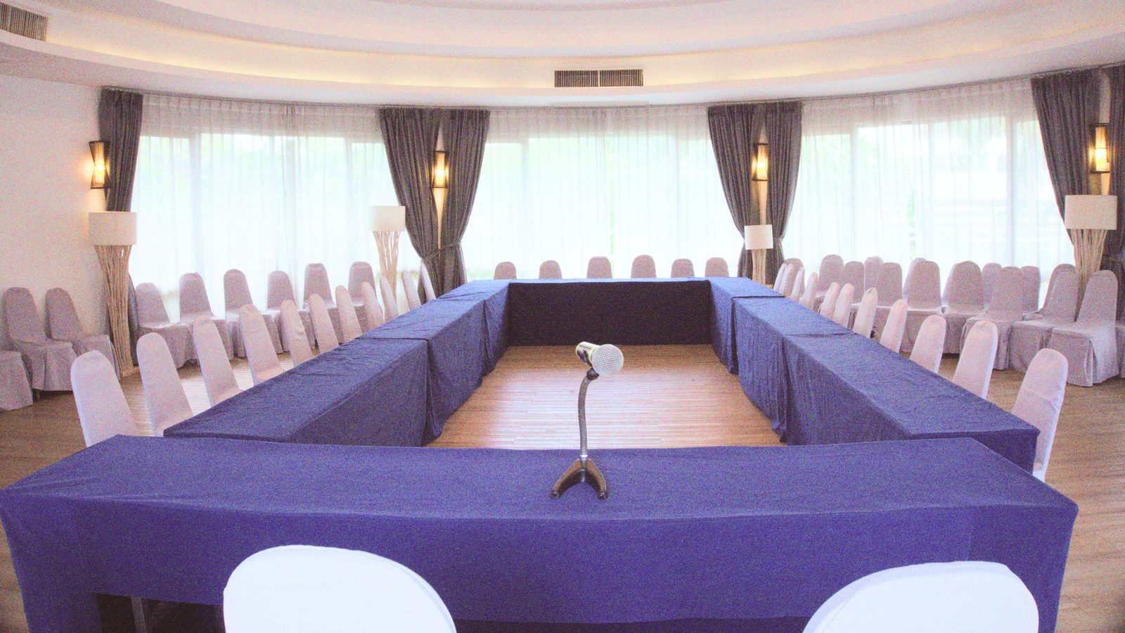 Leela Sala boardroom setup with garden view at The Leela Resort & Spa Pattaya