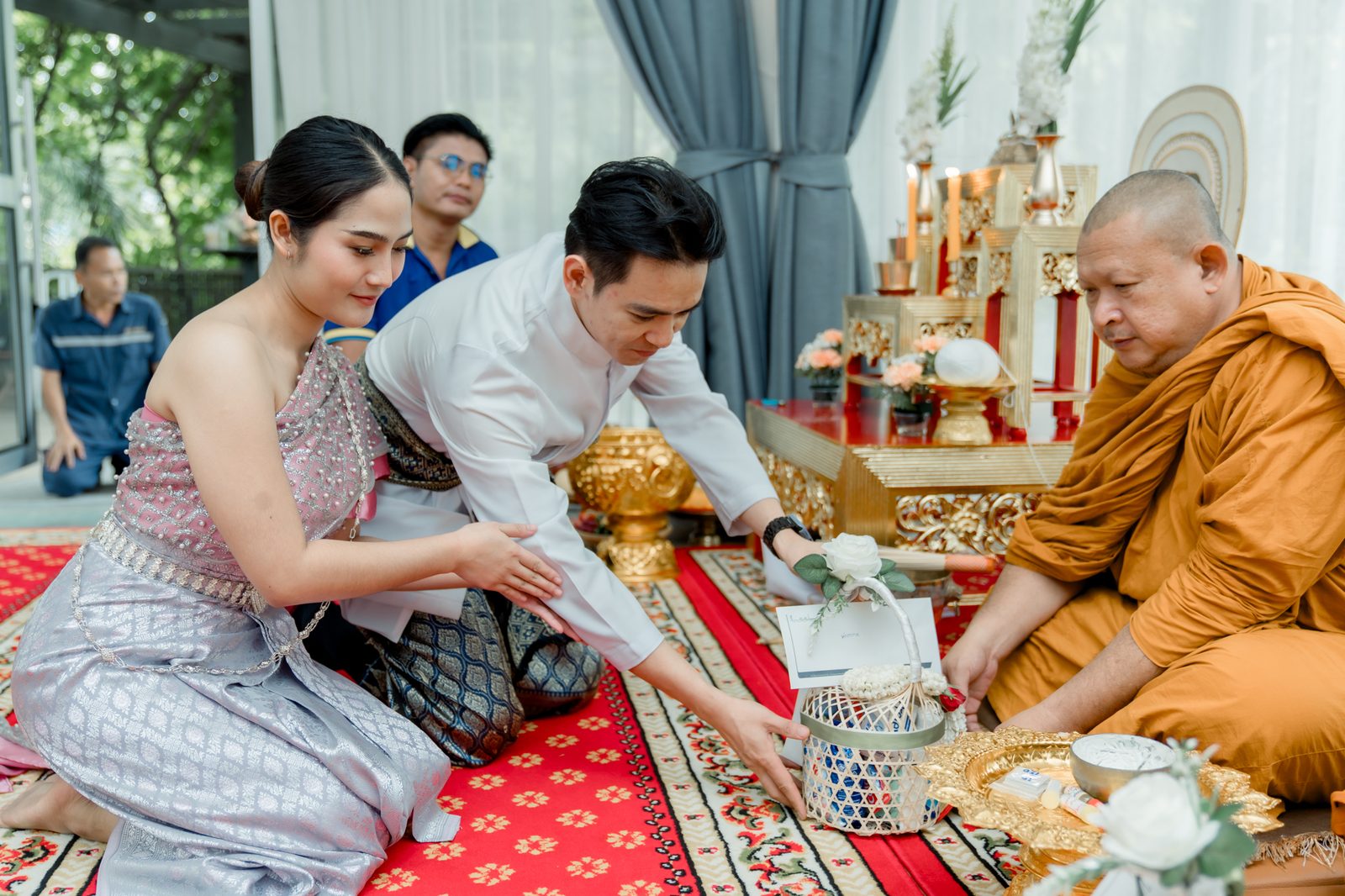 Traditional Thai wedding blessing ceremony at The Leela